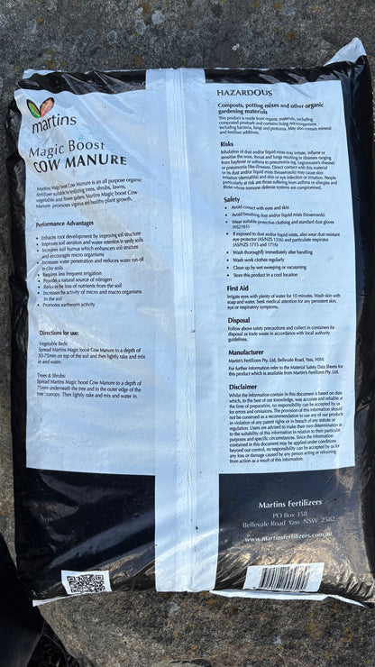 Magic Boost Cow Manure 30L (minimum 3 bags) $9 each