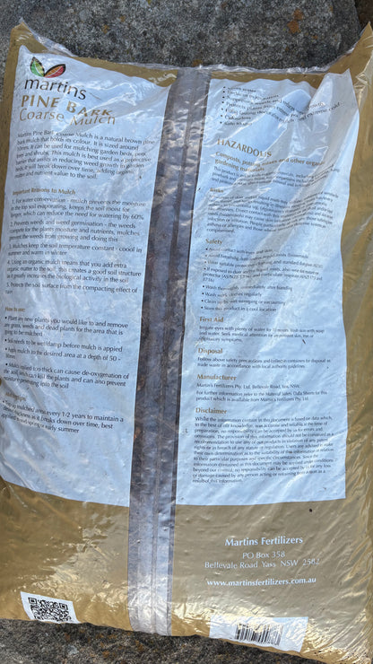 Pine Bark Mulch 50L (minimum 4 bags) $12 each